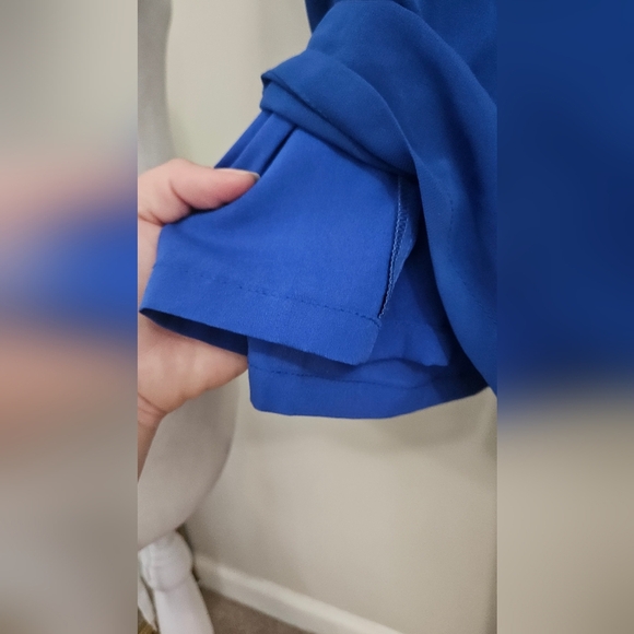 BEBE Layered Wide Leg Summer Trousers In Cobalt Blue. Size MED - Picture 10 of 12